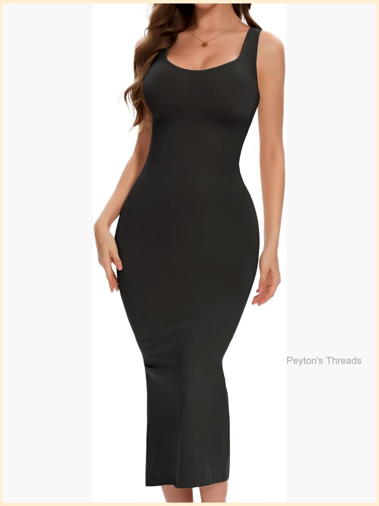 Full Slip Dress Shapewear Tummy Control Long Slip With Back Slit